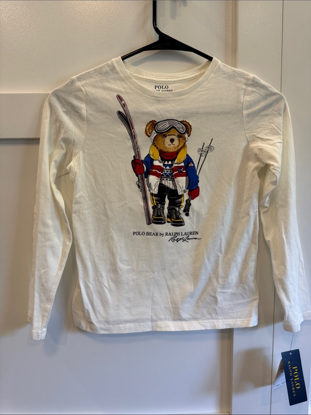 Polo by Ralph Lauren Cream Long-Sleeve Ski Bear Tee